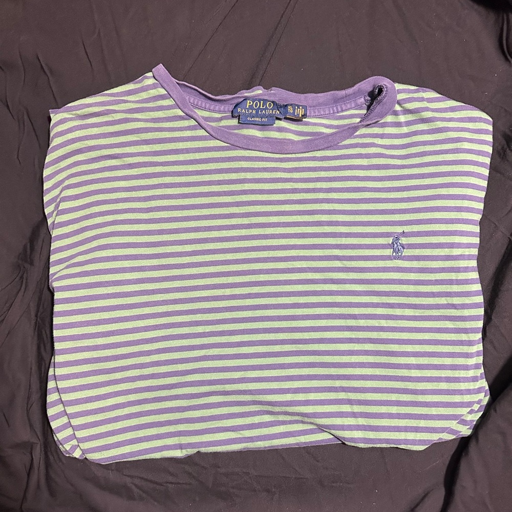 Polo Ralph Lauren Purple and Green Striped Tee